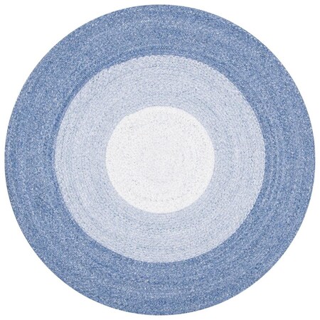 Safavieh 5 x 5 ft. Braided Hand Loomed Round Area Rug; Blue & Ivory BRD802M-5R